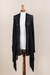 Cardigan sweater, 'Black Mirage' - Black Cardigan Sweater with Sidetail Hem (image 2d) thumbail