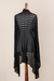 Cardigan sweater, 'Black Mirage' - Black Cardigan Sweater with Sidetail Hem (image 2f) thumbail