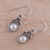 Cultured pearl dangle earrings, 'Glossy Charm' - Cultured Pearl Sterling Silver Dangle Earrings from India (image 2b) thumbail