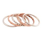 Sterling silver and copper band rings, 'Elegant Five' (set of 5) - Sterling Silver and Copper Band Rings from India (Set of 5)
