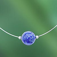 Lapis lazuli pendant necklace, 'Modern Mood'