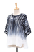 Cotton batik blouse, 'Black Rain' - Black and White Cotton Batik Blouse (image 2b) thumbail