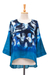 Cotton batik blouse, 'Lanna Melange in Blue' - 100% Cotton Women's Batik Blouse in Blue thumbail