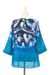 Cotton batik blouse, 'Lanna Melange in Blue' - 100% Cotton Women's Batik Blouse in Blue (image 2c) thumbail