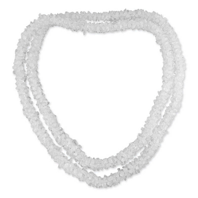Rose quartz long beaded necklace, 'Aura' - Fair Trade Beaded Rose Quartz Necklace