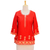 Cotton tunic, 'Geometric Brilliance' - Red Cotton Tunic for Women with Printed Accents