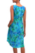 Batik rayon dress, 'Leafy Path' - Blue and Green Tie-Dyed Batik Leaves Sleeveless Rayon Dress (image 2e) thumbail