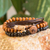 Men's wrap and beaded bracelets, 'Power and Strength' (set of 3) - Men's Bracelets Two Beaded and One Wrap (set of 3)
