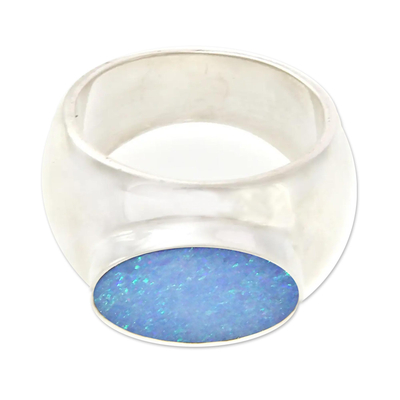 Opal-Solitärring - Moderner Opal- und Silberring
