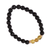 Gold accented amber and agate beaded stretch bracelet, 'Ancient Alignment' - Gold Accented Amber and Black Agate Stretch Bracelet