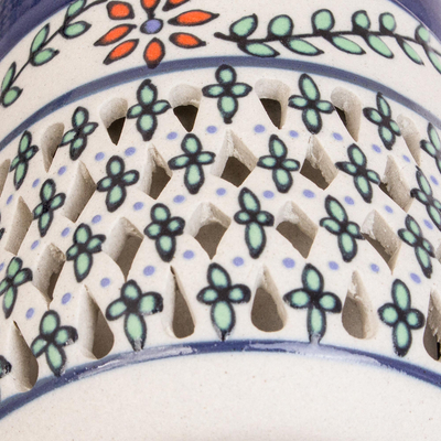 Tazas de cerámica, (juego de 4) - Vajilla de tazas de cerámica floral mexicana hecha a mano (juego de 4)