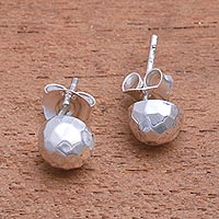 Sterling silver stud earrings, 'Hammered Domes'