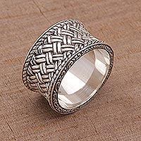 Sterling silver band ring, Silver Strands