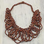Bauxite Beaded Loop Necklace from West Africa, 'Good Turn'