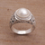 Cultured pearl domed ring, 'Bamboo Dreams' - Cultured Pearl and Sterling Silver Single Stone RIng (image 2b) thumbail