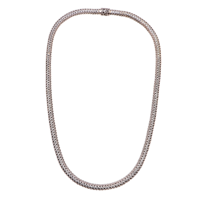 Sterling silver chain necklace, 'Royal Desire' - 22-Inch Sterling Silver Foxtail Chain Necklace from Bali