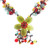 Serpentine and carnelian flower necklace, 'Dazzling Bloom' - Hand Made Floral Carnelian and Serpentine Necklace