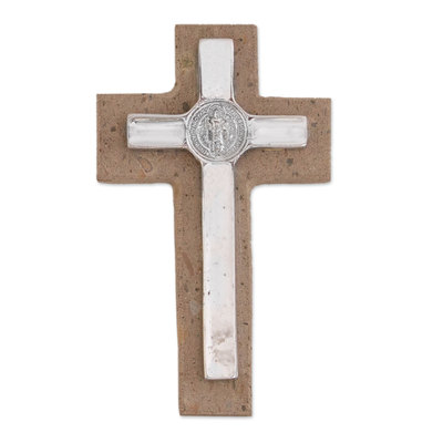 Cruz de peltre y piedra recuperada, 'San Benito' - Cruz de peltre y piedra recuperada de San Benito