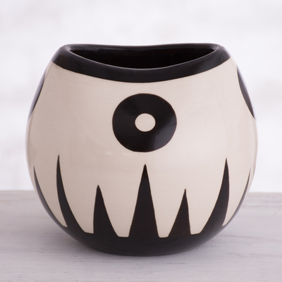 Ceramic decorative vase, 'Chulucanas Spirit' - Handmade Chulucanas Ceramic Decorative Vase from Peru