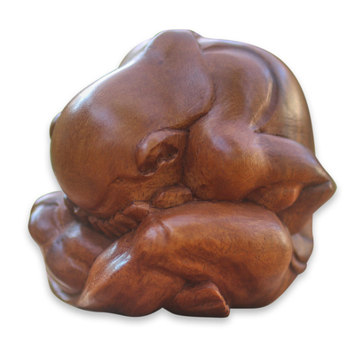 Wood statuette, 'Meditating Yogi' - hand Carved Yoga Sculpture