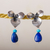 Pendientes colgantes de lapislázuli y turquesa - Pendientes colgantes florales de lapislázuli y turquesa