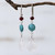 Rose Quartz and apatite dangle earrings, 'Springtime Colors' - Brazilian Rose Quartz-Jade- Apatite Dangle Earrings