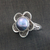 Cultured pearl cocktail ring, 'Blue Jasmine' - Handcrafted Floral Sterling Silver and Pearl Ring