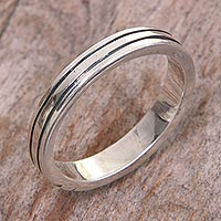 Sterling silver band ring, 'Shiny Minimalist' - Sterling Silver Band Ring with Balinese Minimalist Styling