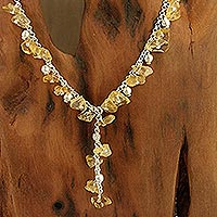 Citrine Y necklace, 'Jaipur Princess' - Citrine Y necklace