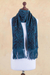 Reversible alpaca blend scarf, 'Turquoise and Blueberry' - Turquoise and Blue Reversible Alpaca Blend Jacquard Scarf