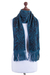 Reversible alpaca blend scarf, 'Turquoise and Blueberry' - Turquoise and Blue Reversible Alpaca Blend Jacquard Scarf