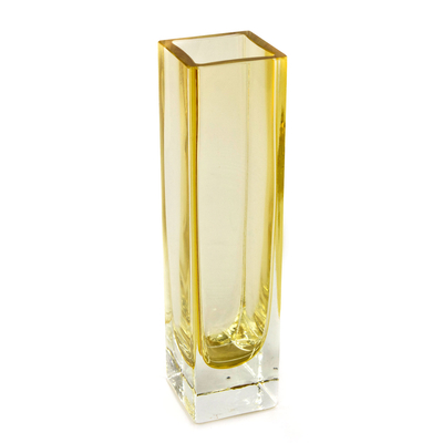 Handblown art glass vase, 'Radiance in Sunshine' - Handblown Murano Inspired Glass Vase