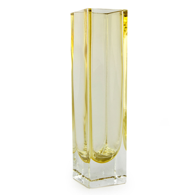 Handblown art glass vase, 'Radiance in Sunshine' - Handblown Murano Inspired Glass Vase