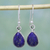 Lapis lazuli dangle earrings, 'Be True' - Lapis Lazuli and Sterling Silver Hook Earrings from India thumbail