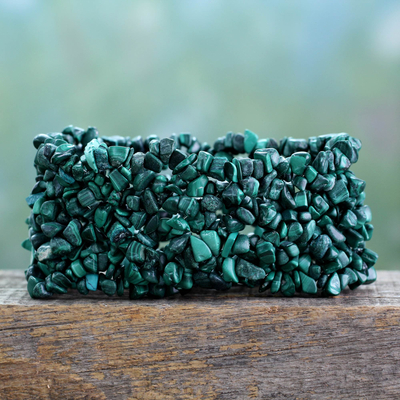 Malachite stretch bracelet, 'Forest Moss' - Artisan Crafted Malachite Stretch Bracelet
