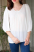 Rayon blouse, 'Dreamy' - Snow White Floral Yoke Three-Quarter Sleeve Rayon Blouse