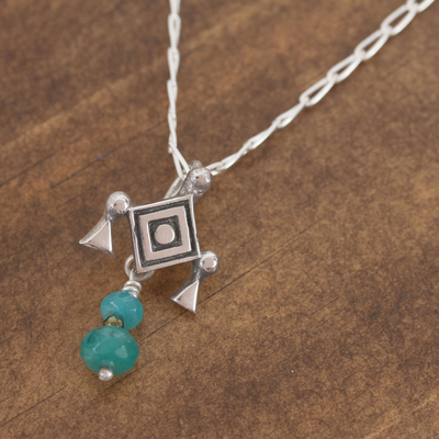 Agate pendant necklace, 'Cradle of Hope' - Agate Ojo de Dios Pendant Necklace from Mexico