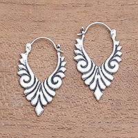 Sterling silver hoop earrings, 'Elegant Beauty'