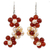 Cultured pearl and carnelian flower earrings, 'Glowing Bouquet' - Handmade Pearl and Carnelian Flower Earrings