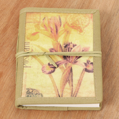 Handmade paper journal, 'Iris Voyage' - Handmade Paper Journal with 48 Pages