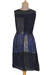 Rayon wrap dress, 'Blue Fusion' - Crinkle Rayon Blue and Taupe Wrap Dress