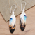Bone dangle earrings, 'Fanciful Feathers' - Handcrafted Carved Bone Painted Feather Theme Earrings