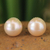 Cultured pearl button earrings, 'Dawn Serenade' - Hand Made Pearl Earrings