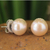 Cultured pearl button earrings, 'Dawn Serenade' - Hand Made Pearl Earrings