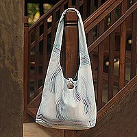 Cotton shoulder bag, 'Thai Tempest' - Handcrafted Cotton Shoulder Bag
