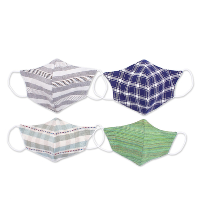 Cotton face masks 'Casual Style' (set of 4) - 4 Cotton Handcrafted Thai Face Masks in 2 Sizes