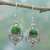 Peridot dangle earrings, 'Green Elegance' - Sterling Silver, Peridot, and Composite Turquoise Earrings