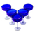 Margaritagläser aus mundgeblasenem Glas, (5er-Set) - 5 umweltfreundliche, mundgeblasene, tiefblaue Margarita-Gläser