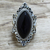 Onyx cocktail ring, 'Lover's Midnight Gaze' - Hand Made Sterling Silver Onyx Cocktail Ring from India (image 2b) thumbail