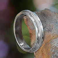Sterling silver band ring, 'Artful' - Fair Trade Artisan Jewelry Sterling Silver Band Ring